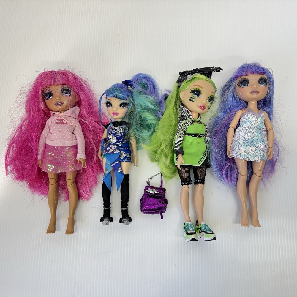 Lot Of 4 Rainbow High Junior High Fashion Dolls Holly Stella Jade Violet